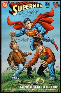 2g014 SUPERMAN: DEADLY LEGACY special 22x34 '96 UNICEF land mine safety poster, Lopez comic art!