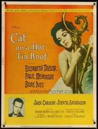 2h018 CAT ON A HOT TIN ROOF style Y 30x40 '58 sexy Elizabeth Taylor as Maggie the Cat, Paul Newman!