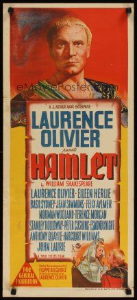 2h215 HAMLET Aust daybill '48 Laurence Olivier in William Shakespeare classic, Best Picture winner!