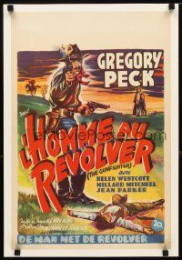 2h017 GUNFIGHTER Belgian '50 Jiel artwork of cowboy Gregory Peck with smoking gun!