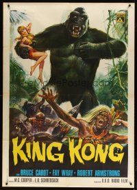 2h184 KING KONG Italian 1p R73 wonderful different Casaro art of the giant ape, Wray & natives!