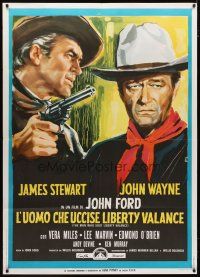 2h102 MAN WHO SHOT LIBERTY VALANCE Italian 1p '63 John Wayne & James Stewart, Ford, different art!