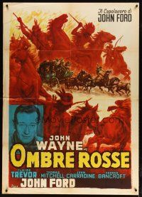 2h188 STAGECOACH Italian 1p R60s John Wayne classic, different art by Anselmo Ballester!