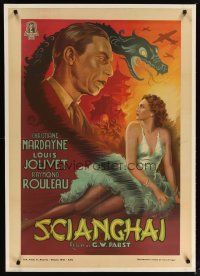 2h019 SHANGHAI DRAMA Italian 1sh '41 G.W. Pabst, incredible Ballester art of sexy woman & dragon!
