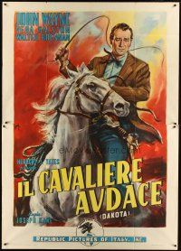 2h177 DAKOTA Italian 2p R54 different Carlantonio Longi art of John Wayne with whip on horseback!