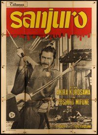 2h096 SANJURO Italian 2p '68 Akira Kurosawa's Tsubaki Sanjuro, Samurai Toshiro Mifune, different!