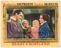 2h068 MARY OF SCOTLAND LC '36 Fredric March looks at Katharine Hepburn holding baby, John Ford!