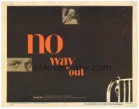 2h044 NO WAY OUT TC '50 Widmark's eyes & terrified Linda Darnell, great design by Paul Rand!