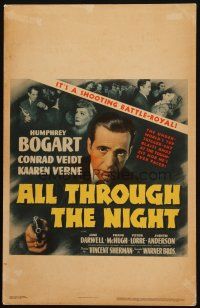 2h128 ALL THROUGH THE NIGHT WC '42 Humphrey Bogart vs Nazis, great close up of him holding gun!