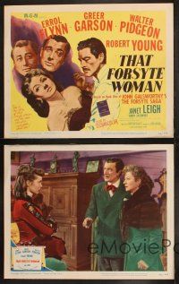 2h083 THAT FORSYTE WOMAN 8 LCs '49 Errol Flynn, Greer Garson & Walter Pidgeon in love triangle!