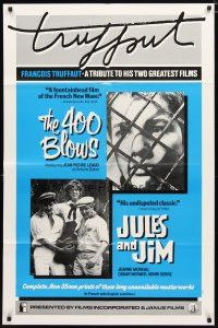 2j009 400 BLOWS/JULES & JIM 1sh '80s Francois Truffaut's Les Quatre Cents Coups & Jules et Jim