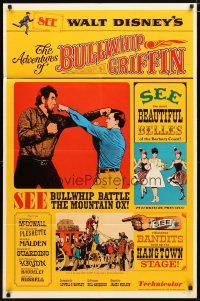 2j014 ADVENTURES OF BULLWHIP GRIFFIN style A 1sh '66 Disney, beautiful belles, mountain ox battle!