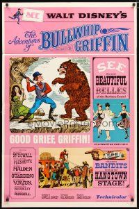 2j015 ADVENTURES OF BULLWHIP GRIFFIN style B 1sh '66 Disney, man fights bear with umbrella!
