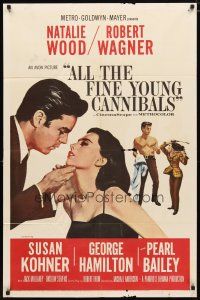 2j025 ALL THE FINE YOUNG CANNIBALS 1sh '60 art of Robert Wagner about to kiss sexy Natalie Wood!