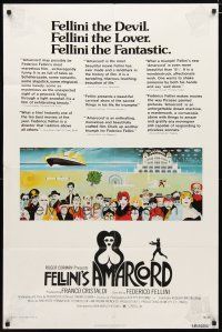 2j031 AMARCORD 1sh '74 Federico Fellini classic comedy, Juliano Geleng artwork!