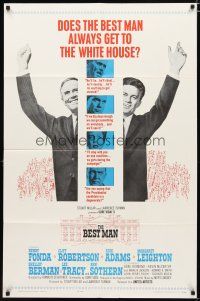 2j078 BEST MAN 1sh '64 Henry Fonda & Cliff Robertson running for President of the United States!