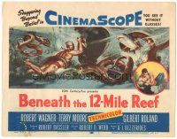 2k087 BENEATH THE 12-MILE REEF TC '53 cool art of scuba divers fighting octopus & shark!