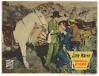 2k025 KING OF THE PECOS LC '36 John Wayne & Muriel Evans help man who has fainted by wagon!