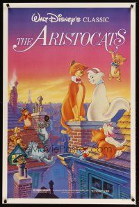 2m055 ARISTOCATS 1sh R87 Walt Disney feline jazz musical cartoon, great colorful image!