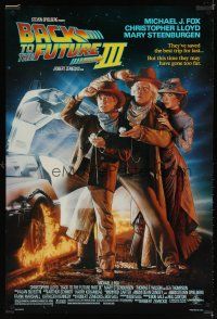 2m070 BACK TO THE FUTURE III DS 1sh '90 Michael J. Fox, Chris Lloyd, Drew Struzan art!