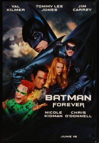 2m081 BATMAN FOREVER advance 1sh '95 Val Kilmer, Nicole Kidman, Tommy Lee Jones, Jim Carrey!