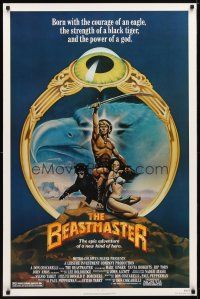 2m090 BEASTMASTER 1sh '82 cool fantasy art of barechested Marc Singer & sexy Tanya Roberts!