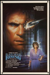 2m106 BLACK MOON RISING 1sh '86 wild Chorney art of car driving out of Tommy Lee Jones' face!