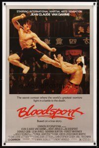2m112 BLOODSPORT 1sh '88 cool image of Jean Claude Van Damme kicking Bolo Yeung, martial arts!