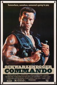2m162 COMMANDO 1sh '85 Arnold Schwarzenegger is going to make someone pay!