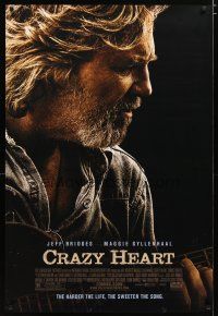 2m169 CRAZY HEART advance DS 1sh '09 great image of country music singer Jeff Bridges!