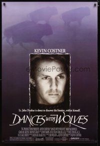 2m178 DANCES WITH WOLVES DS 1sh '90 different image of Kevin Costner & buffalo!
