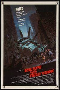 2m238 ESCAPE FROM NEW YORK NSS style 1sh '81 Carpenter, art of decapitated Lady Liberty by Barry E. Jackson!