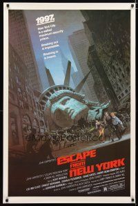 2m239 ESCAPE FROM NEW YORK studio style 1sh '81 John Carpenter, decapitated Lady Liberty by Barry E. Jackson!