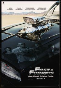 2m257 FAST & FURIOUS teaser DS 1sh '09 Vin Diesel, Paul Walker, blown R/T Charger!