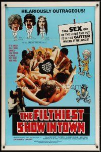 2m267 FILTHIEST SHOW IN TOWN 1sh '73 take sex out of the home & into the gutter!
