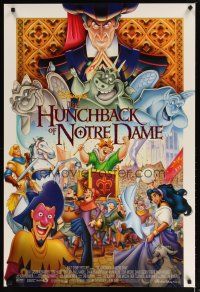 2m361 HUNCHBACK OF NOTRE DAME DS 1sh '96 Walt Disney, Victor Hugo, art of cast on parade!