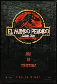 2m406 JURASSIC PARK 2 Spanish/U.S. teaser 1sh '96 The Lost World, something has survived!