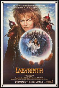 2m418 LABYRINTH teaser 1sh '86 Jim Henson, art of David Bowie & Jennifer Connelly by Chorney!