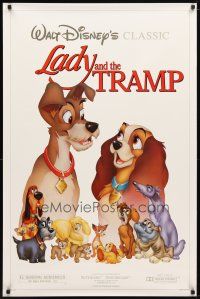 2m419 LADY & THE TRAMP 1sh R86 Walt Disney romantic canine dog classic cartoon!