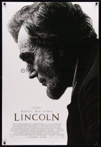 2m442 LINCOLN style A int'l advance DS 1sh '12 cool image of Daniel Day-Lewis in title role!