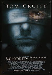 2m498 MINORITY REPORT style A advance DS 1sh '02 Steven Spielberg, Tom Cruise, Colin Farrell