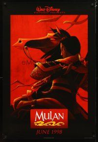 2m509 MULAN advance DS 1sh '98 Walt Disney Ancient China cartoon, image wearing armor on horseback!