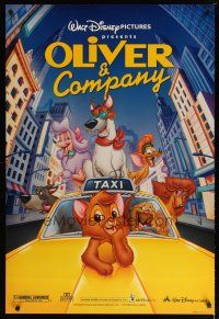 2m546 OLIVER & COMPANY DS 1sh R96 great image of Walt Disney cats & dogs in New York City!