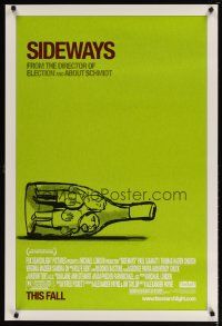 2m665 SIDEWAYS advance 1sh '04 Alexander Payne classic, cool art of men in bottle!
