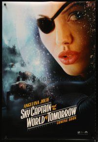 2m672 SKY CAPTAIN & THE WORLD OF TOMORROW int'l teaser DS 1sh '04 c/u of Angelina Jolie w/eyepatch!
