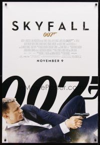 2m676 SKYFALL advance 1sh '12 cool image of Daniel Craig as James Bond on back shooting gun!
