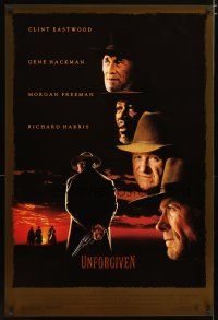 2m784 UNFORGIVEN 1sh '92 Clint Eastwood, Gene Hackman, Morgan Freeman, Richard Harris!
