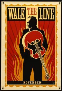 2m798 WALK THE LINE light november style A teaser 1sh '05 art of Joaquin Phoenix as Johnny Cash!