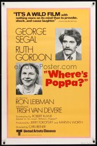 2m815 WHERE'S POPPA 1sh R79 Carl Reiner comedy, close-ups of George Segal & Ruth Gordon!