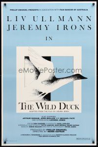 2m819 WILD DUCK 1sh '85 Liv Ullmann, Jeremy Irons, cool artwork of waterfowl!